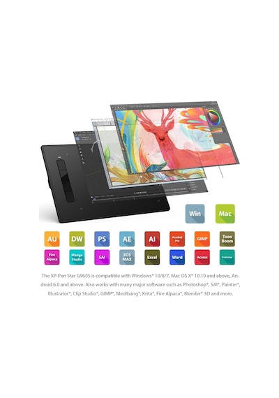 Tr G960s Grafik Tablet 9x6 İnç Kalem Tablet Çizim Tableti, Windows 10/8/7 Ve Mac Os Ve Android İçin Pilsiz Stylus İle