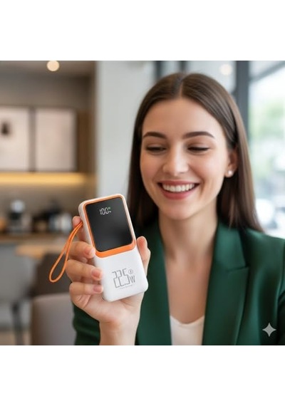 H32 10000 Mah Power Bank Pd 20w Ve Usb 22.5w Fast Hızlı Şarj Dahili Type C Ve Lightning Kablolu Dünya Standartları
