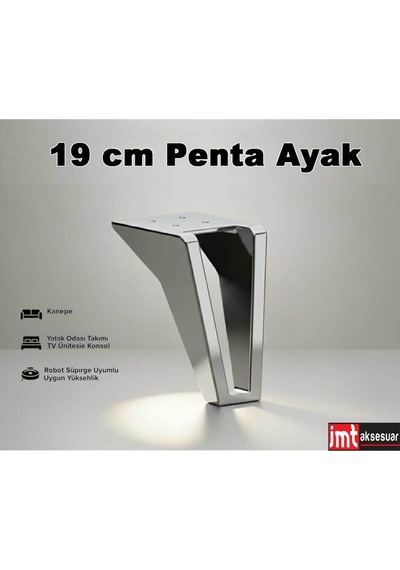 Penta 19 Cm Krom Koltuk Baza Dolap Tv Ünitesi Yatak Odası Konsol Çocuk Ve Genç Odası Ayağı Krom