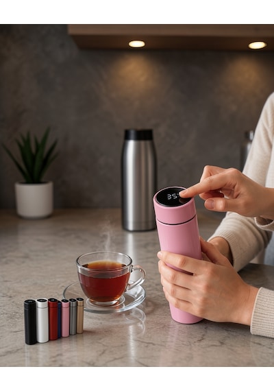 Taşınabilir Çelik Termos 250 Ml Dokunmatik Led Sıcaklık Göstergeli Çok Renkli