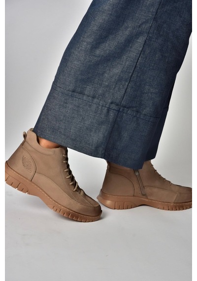 Fox Shoes Z555663401 Vizon Hakiki Deri Nubuk Kadın Bot