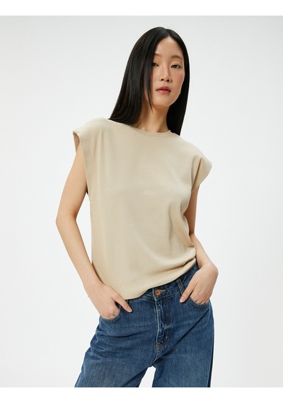 Koton Bisiklet Yaka Tişört Slim Fit Kısa Kollu Bej 4sak50148ek Ekru
