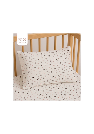 Lief Home %100 Pamuklu Bebek Lastikli Çarşaf 60x120+20 + Bebek Yastık Kılıfı 35x45