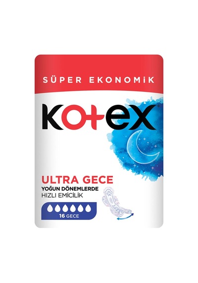 Kotex Ultra Süper Ekonomik Paket Gece 16'lı - 7 Adet Tarı