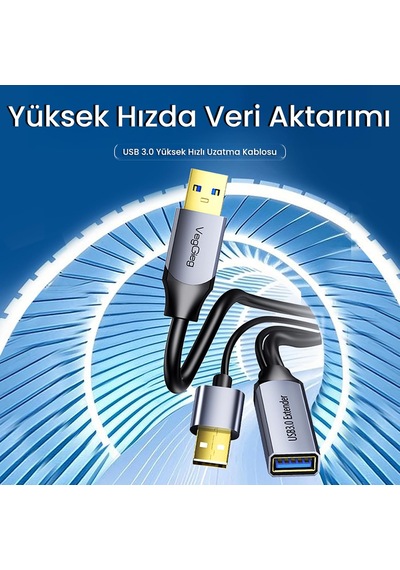 Usb 3.0 Uzatma Kablosu Sinyal Güçlendirici Extender Destekli Usb-a Uzatıcı Kablo 10 Metre Diger