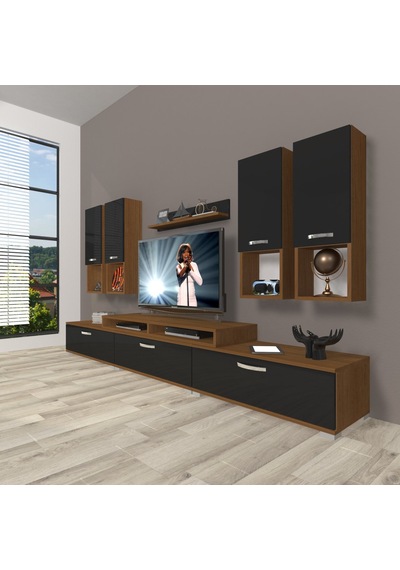 Decoraktiv Ekoflex 8da Slm Tv Ünitesi Tv Sehpası Ceviz - Siyah