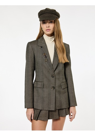 Koton Düğmeli Uzun Kollu Slim Fit Blazer Ceket Kahverengi Desenli 7wak50007ew