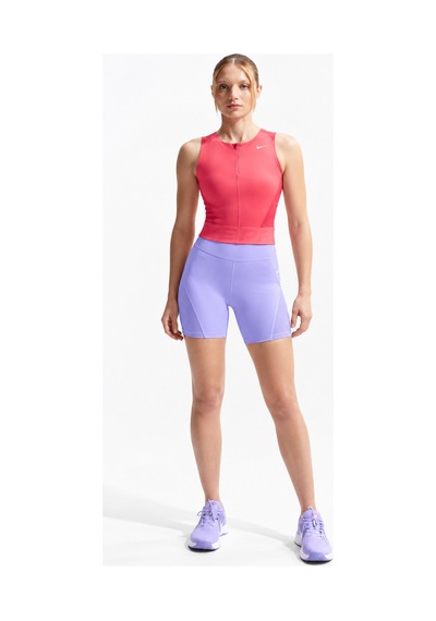 Nike Pro Women's Dri Fit Tank Top Coral Pink Çeyrek Fermuar Kadın Antreman Atleti Mercan Pembesi Pembe