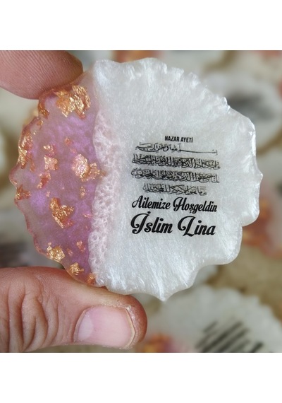 Epoksi Magnet 25 Ad Pembe Söz Nişan Nikah Düğün Sünnet Hediye No1