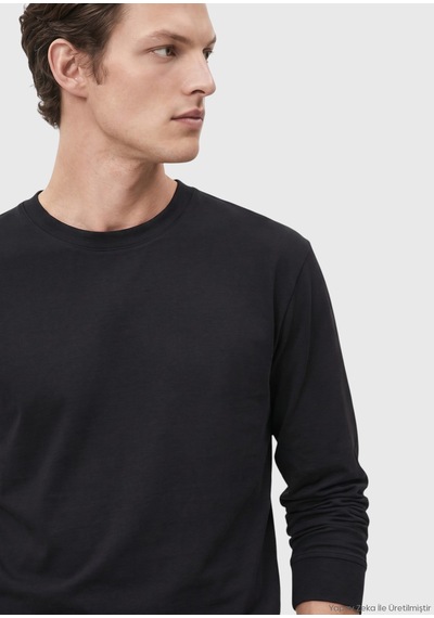 Ramsey Siyah Düz %100 Pamuk T-shirt siyah black