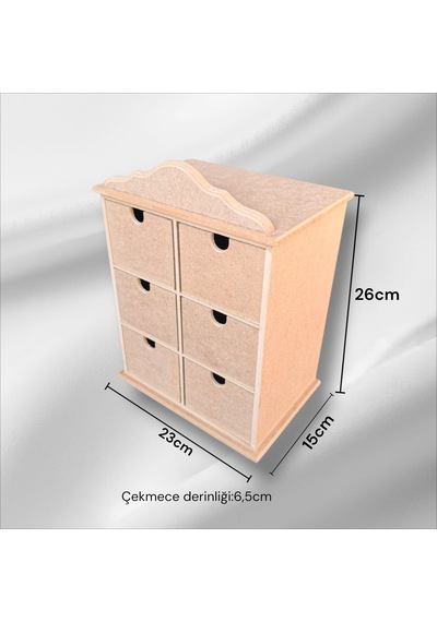 Ahşap Ham Mdf 6 Çekmeceli Takı-makyaj-aksesuar Organizer Kutu