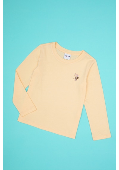 U.S. Polo Assn. Kız Çocuk Sarı Bisiklet Yaka Basic Sweatshirt 50317915-VR053