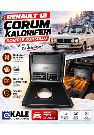 Kale Renault 12 R12 Toros Çorum Kaloriferi 12v Komple Orta Konsollu Kalorifer Isıtıcı Seti