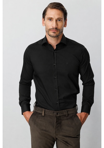 İgs Siyah Regular Fit Geniş Kalıp Klasik Yaka Düz Uzun Kollu Cepsiz %100 Pamuk Non Iron Ütü İstemeyen Gömlek -23969