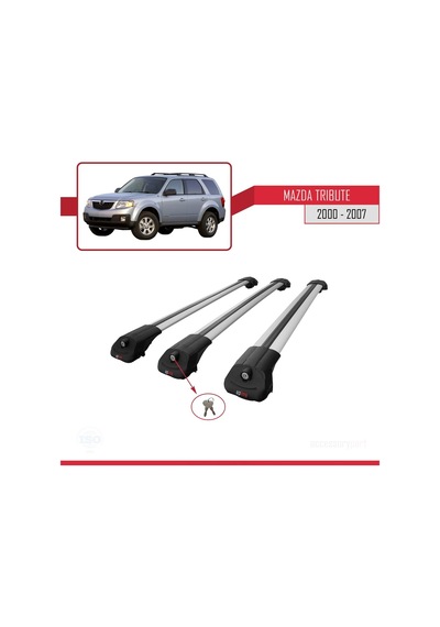 Mazda Tribute 2000-2007 Arası İle Uyumlu Ace-1 Ara Atkı Tavan Barı Gri 3 Adet Bar