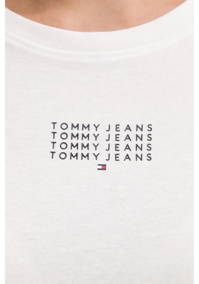 Tommy Jeans Logolu Pamuklu Bisiklet Yaka T Shirt Bayan T Shirt Dw0dw21841 Ybl Beyaz