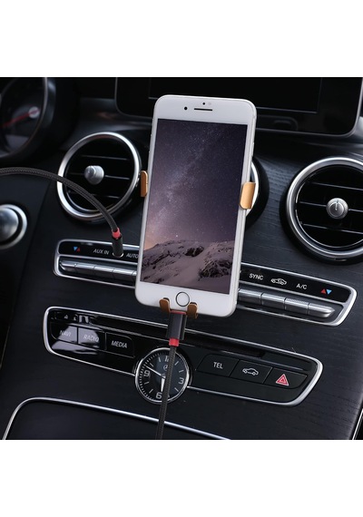 Type-c - 3.5mm Aux Ses Kablosu, Örgülü Kulaklık Kablosu, Mikrofon Destekli Araç Ve Telefon Ses Aktarım Kablosu, 1 Metre Siyah/kırmızı