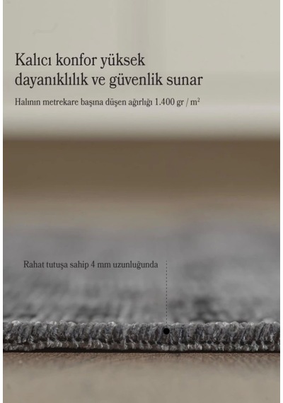 Bohem Tarz Geometrik Desenli Pamuk Taban Antrasit Renk Şönil Kilim