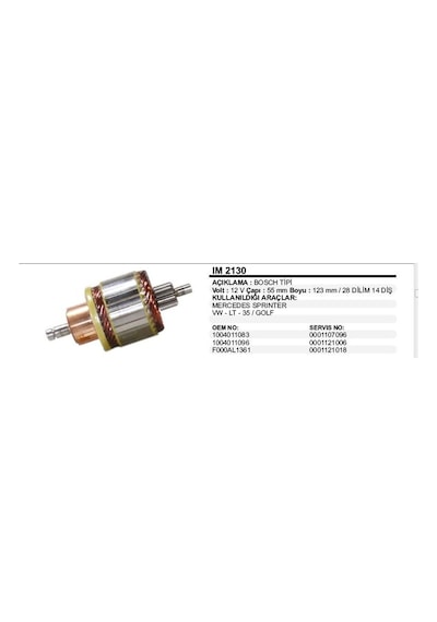 Kollektör Mercedes Sprınter /vw Lt 35 / Golf Bosch Tip 1 Ad