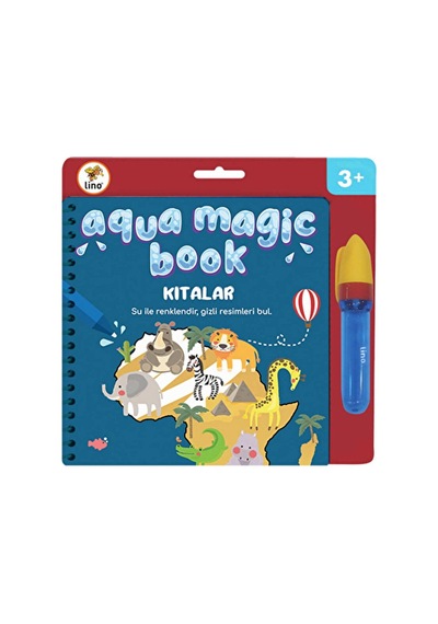 2 Adet Lino Aqua Magic Book Kıtalar Sihirli Boyama Kitabı