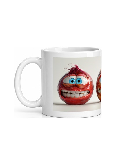 Seramik Kupa Gülümseyen Balon Karakterleri Baskılı 300 Ml Hediyel Beyaz