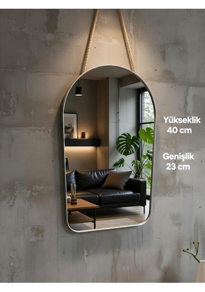 Dekoratif Gold Metal Kenarlı Yuvarlak Ve Oval Kenarlı Ayna Gümüş
