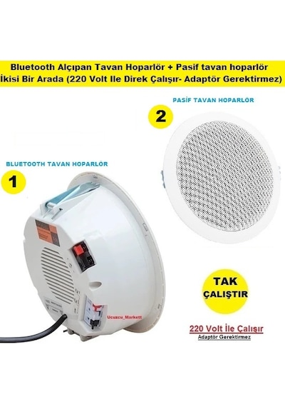 Bluetooth Alçıpan Tavan Hoparlör - Pasif Tavan Hoparlör İkisi
