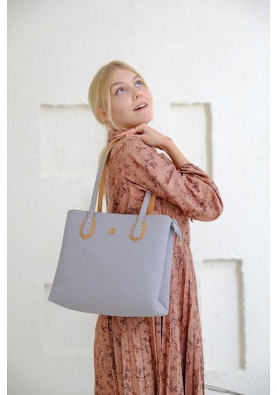 Just Polo Kadın Yeni Sezon Gofraj Baskılı Büyük Boy El Çantası 234028mh Gri - Camel 37373132