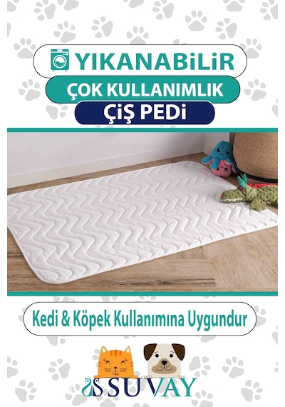 Kedi Köpek Çiş Pedi Sıvı Geçirmez Yıkanabilir Emici 75x105 Cm
