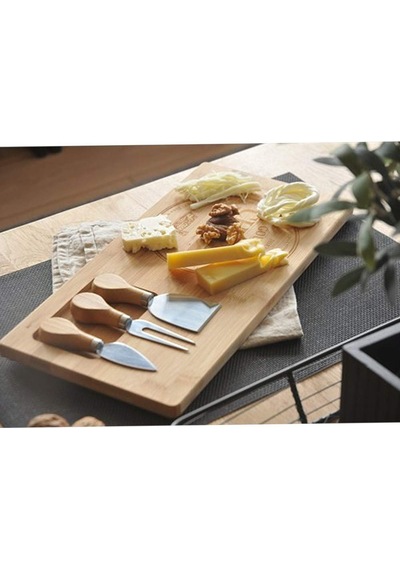 Deconox Bambu Peynir Sunum Tabağı, Meyve Yiyecek Tahta Sunum Tabağı 4 Parça Sku: Smg8690010580740 Açık Gri