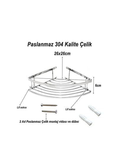 Geseus Banyo Paslanmaz Krom Oval Tekli Köşelik 304 Kalite Çelik Gnrl2023-ekon