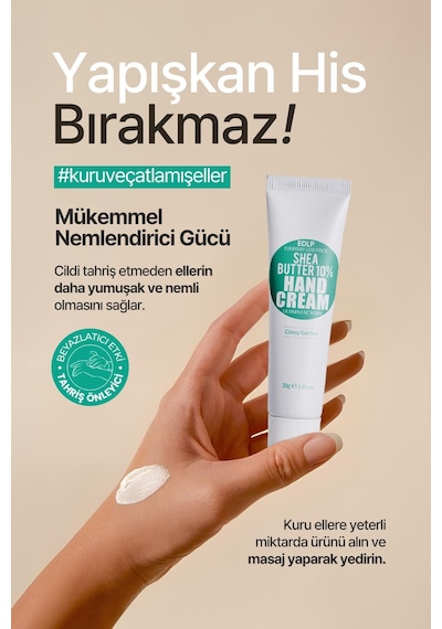 Derma Factory %10 Shea Yağı İçeren Yoğun Nemlendirici El Kremi Derma Factory Shea Butter Hand Cream 30ml