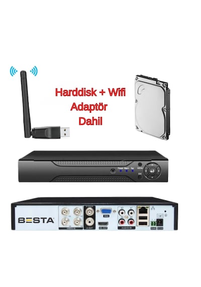 4 Kanal 5mp Hibrit Kayıt Cihazı Wi-fi & 250gb Hdd, H.265+, Insan/araç/yüz Algılama, Xmeye Mobil Izleme