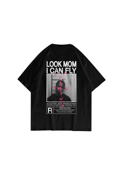Flood Of Style Unisex Look Mom I Can Fly Siyah Tshirt