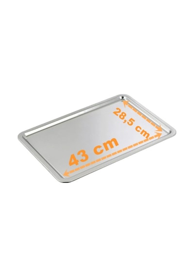 Pastane Servis Tepsisi 43x28,5 Cm No:4 Paslanmaz Çelik Gümüş Renk Dikdörtgen Sunum Tepsisi 6 Adet Gümüş