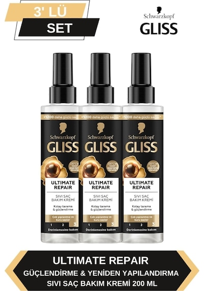 Gliss Ultimate Repair Sıvı Saç Kremi 3 x 200 ML