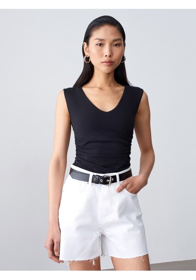 Dilvin 21222 V Yaka Basic Top-siyah