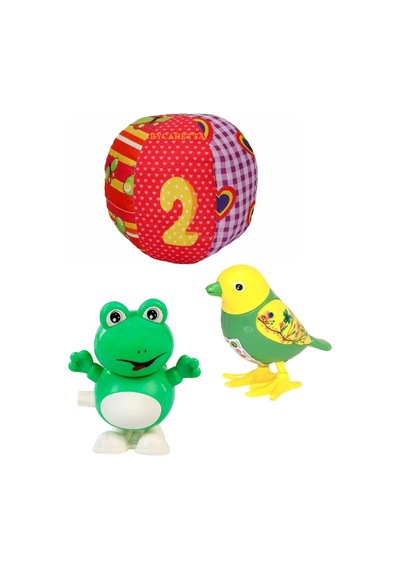 By Caretta Çıngıraklı Kumaş Top + Kurmalı Zıplayan Kurbağa + Kurmalı Zıplay
