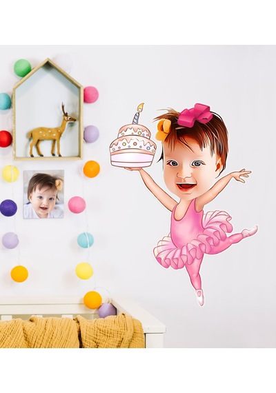 Kişiye Özel Bebek Doğum Günü Karikatürlü Duvar Sticker 50X70CM N11.1726