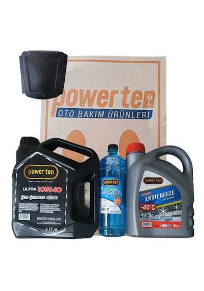 Power Ten 10w40 Motor Yağı + 3 Litre Antifriz + -20 C Cam Suyu Seti