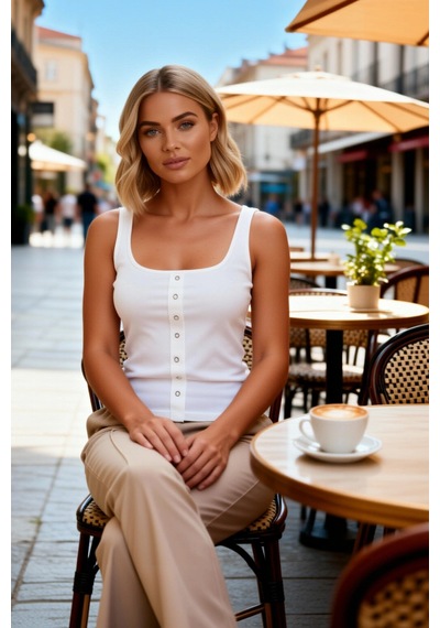Benerly Kadın Bluz Crop Kare Yaka Kolsuz Fitted Kaşkorse Örme Çıtçıt Deta Ekru Benerly Kadın Bluz Crop Kare Yaka Kolsuz Fitted Kaşkorse Örme Çıtçıt Deta Ekru