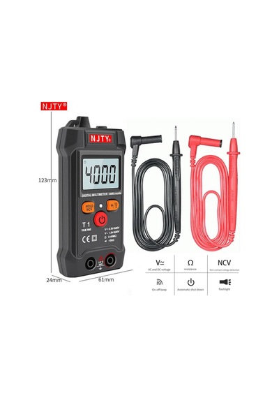T1 Dijital Multimetre True Rms Ncv 600v Mini Cep El Tipi Voltmetre Ac Dc Voltaj Direnç Buzzer
