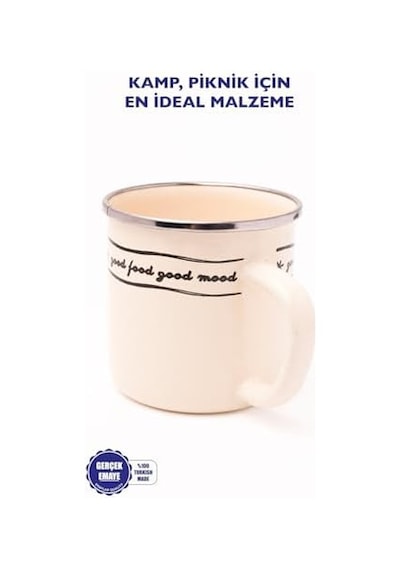 Mood Emaye Kupa 400ml Açık Ahşap
