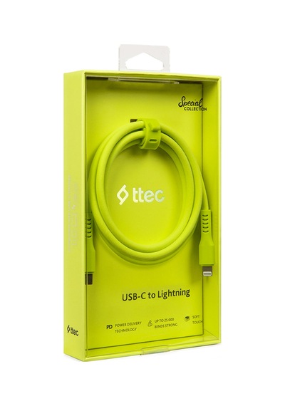 Ttec USB-C - Lightning Hızlı Şarj Kablosu 120 CM Neon Sarı