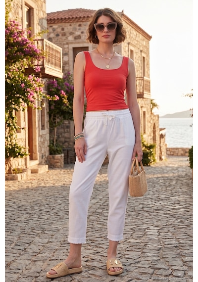 Lela Bayan Pantolon 668yp5134 Beyaz Beyaz