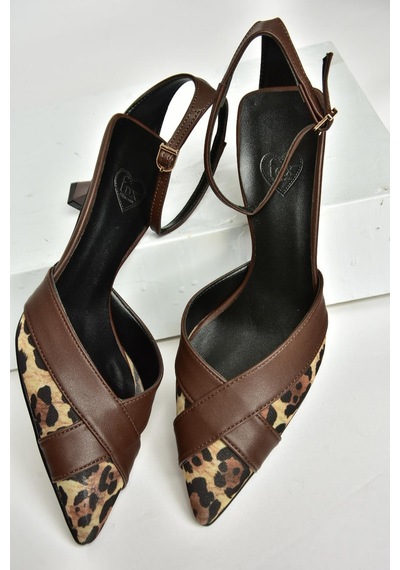 Fox Shoes U654074209 Kahverengi/leopar İnce Topuklu Kadın Ayakkabı Kahverengi