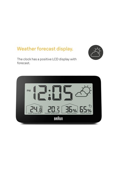 Braun Dijital Hava İstasyonu Saat İç Ve Dış Mekan Sıcaklık Ve Nem, Tahmin, Lcd Ekran, Hızlı Ayarlı, Crescendo