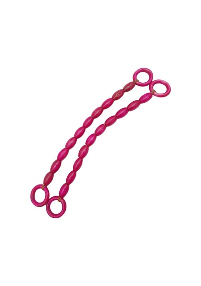 Angel Çanta Aksesuar 20 Mm Oval Ahşap Boncuklu 40 Cm Fuşya Renk Çanta Sapı