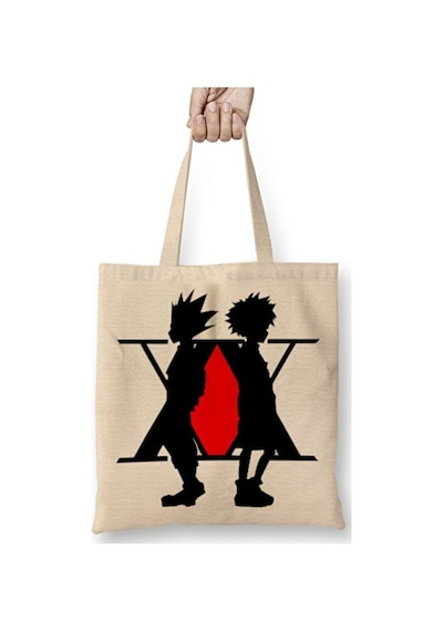 Toyaso Hunter X Hunter Bez Çanta Uzun Saplı Alışveriş Çantası Plaj Çantası Beyaz