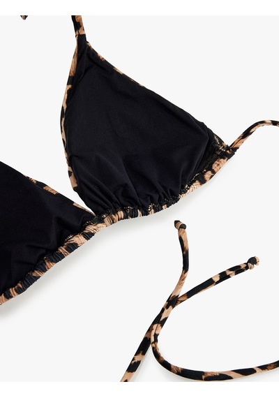 Koton Leopar Desenli Üçgen Bikini Üstü Kahverengi Desenli 6sak10021mm